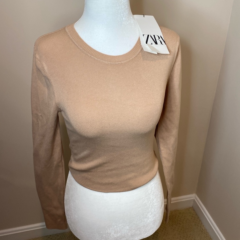 NWT Zara Tan Neutral Cropped Sweater Top